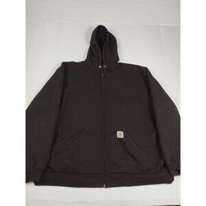Carhartt Men 2XL Brown Rain Defender Relaxed Fit Full Zip Hooded Sweatshirt